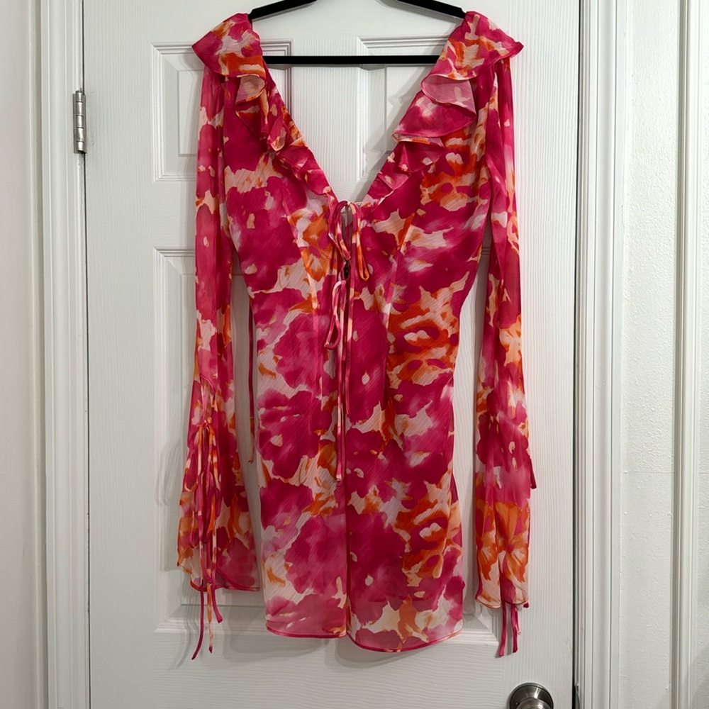 Miss Lola pink printed mini dress